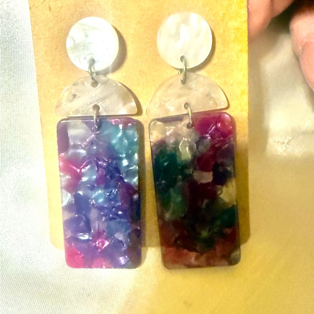 Acrylic multi colored Dangle Earrings